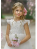 White Tulle Corset Back Floor Length Flower Girl Dress